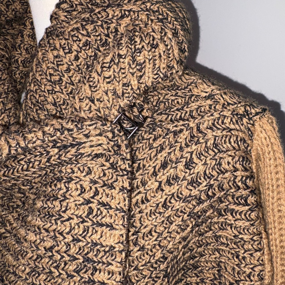 Ribbed Knit Lisa Rinna Collection Cardigan Sweater Womens Large Brown Black - Picture 5 of 9